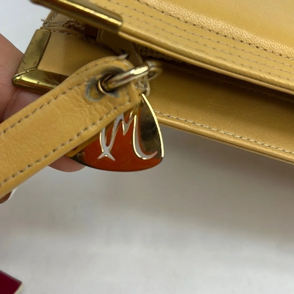 Morris Moskowitz MM Supreme Tan Leather Large Wristlet Zip Clutch Bag
